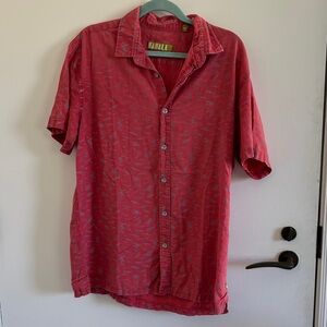 Vintage Kahala Hawaiian button up shirt men’s linen blend Hawaii fish print